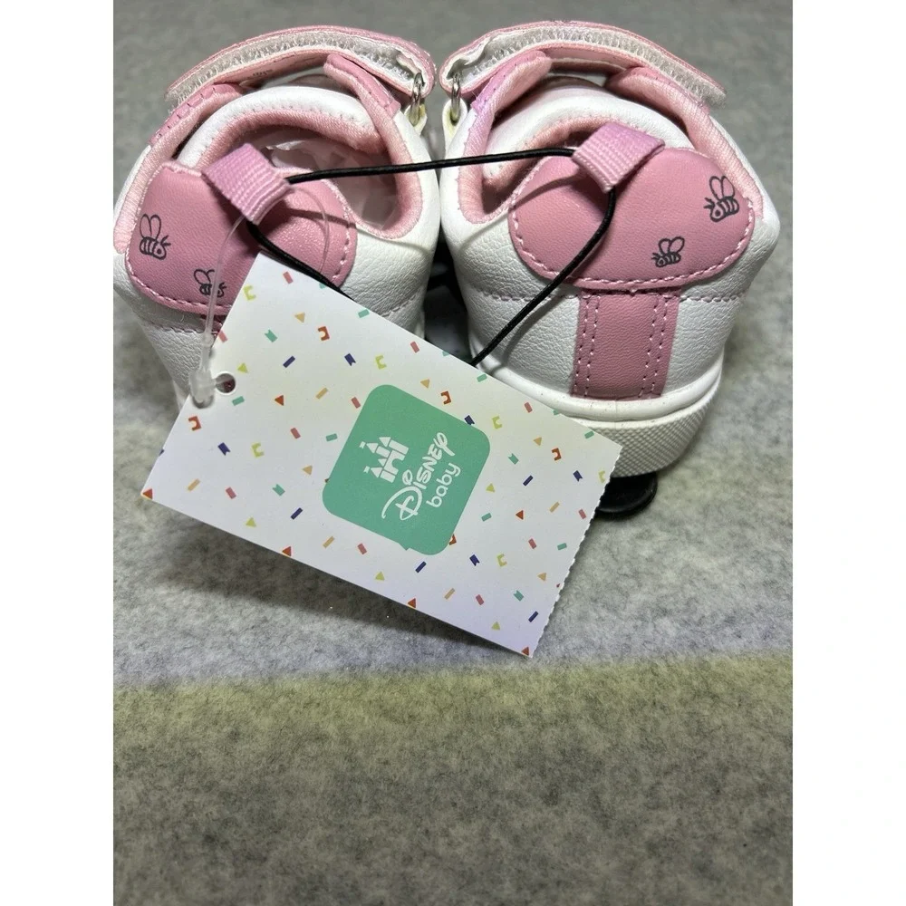 Disney Baby Winnie The Pooh Toddler Kids Sneaker Size 4 Pink /White Hook & Loop